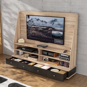 Famapy Mobile Gaming Screen Cabinet,Rolling TV Stand with 4 Drawers,Media Console with 6 Wheels,TV Mount & Storage for Living Room & Game Room - 1 of 4