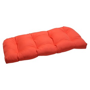 Sunbrella Canvas Outdoor Wicker Loveseat Cushion - Orange, Melon Ball