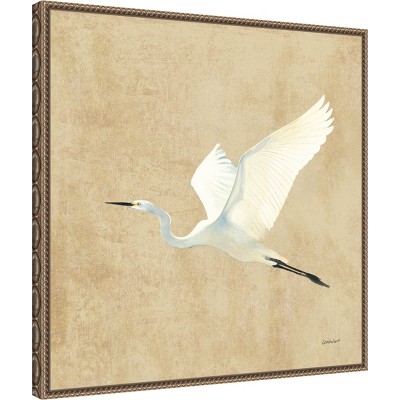 Beaded Framed Egret Print on Canvas Wall Art