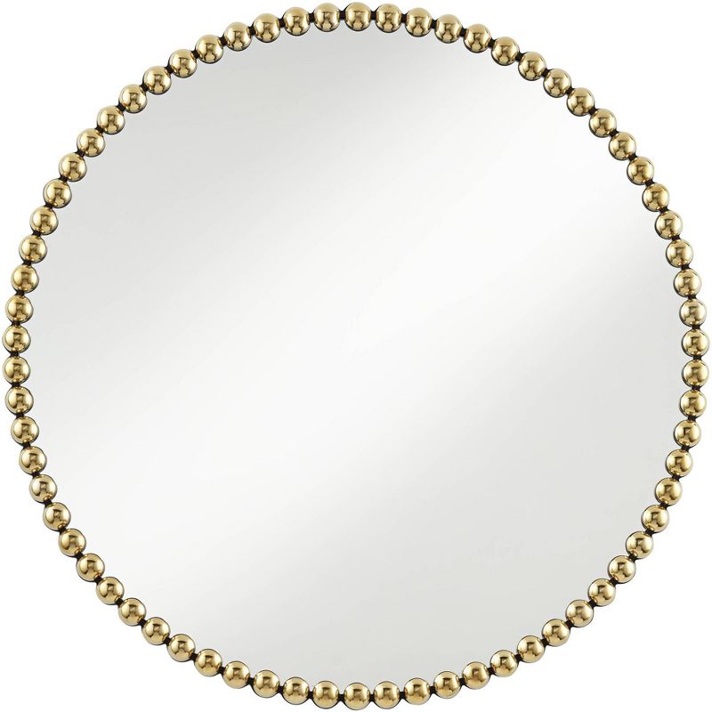 Possini Euro Design Caseves Shiny Gold 31 1/2" Round Framed Wall Mirror, 1 of 8