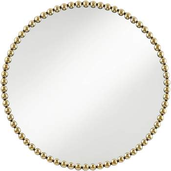 Possini Euro Design Caseves Shiny Gold 31 1/2" Round Framed Wall Mirror