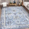 Machine Washable Vintage Floral Area Rug Ultra Thin Non Slip Carpet Stain Resistant Floral Printed  Floor Mat for Living Room Bedroom Kitchen - 4 of 4