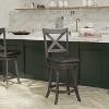 Emma and Oliver Wooden Crossback Pub Style Barstool with Padded Faux Leather Swivel Seat - 2 of 4