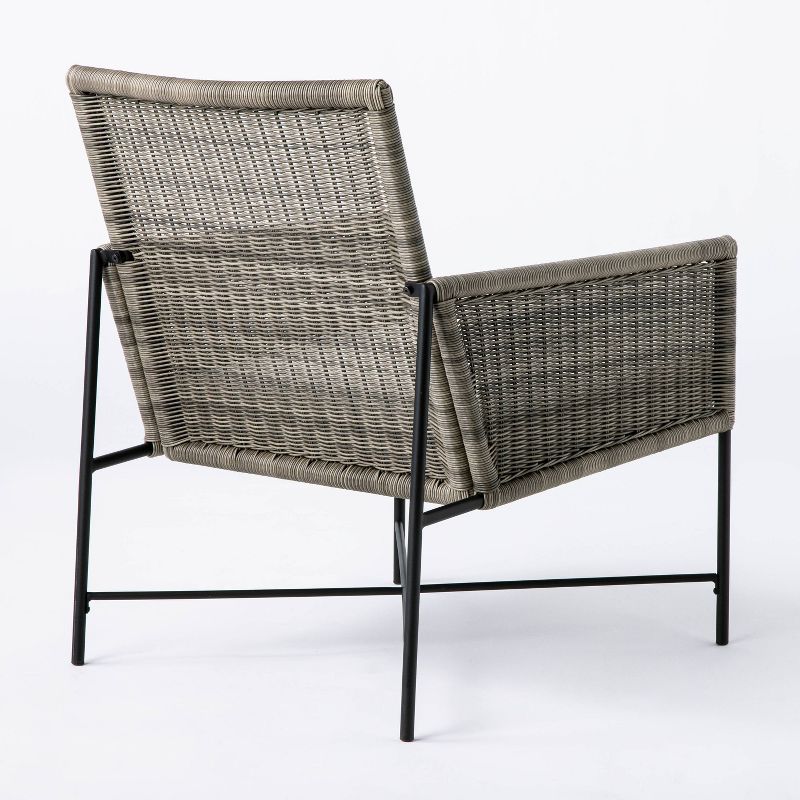 2pc Wicker &#38; Metal X-Frame Outdoor Patio Chairs, Club Chairs Gray - Threshold&#8482; designed with Studio McGee, 4 of 10