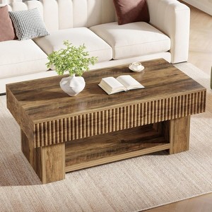 Lantine Farmhouse Coffee Table with Storage, 47-Inch Wood Center Table for Living Room - 1 of 4