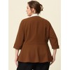 Agnes Orinda Women's Plus Size Notched Lapel Ruffle Peplum Ruched Buttons Outfits Blazers - 4 of 4