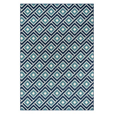 Coastal Charm Blue Synthetic 20"x43" Easy-Care Outdoor Rug
