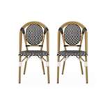 Remi 2pk Outdoor French Bistro Chairs - Black/White/Bamboo - Christopher Knight Home