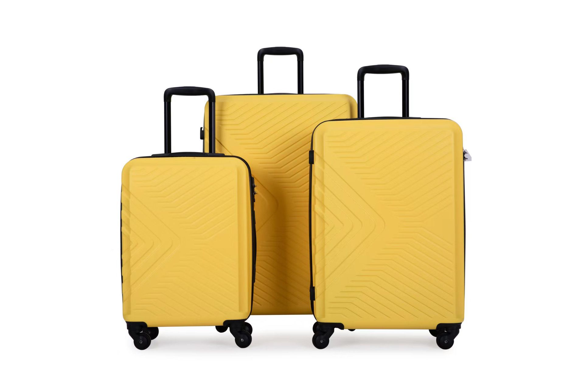 Spinner Suitcase Set with TSA Lock and Organizer Interior ABS Hardshell 3 Piece Luggage,Yellow - Cuddlewood