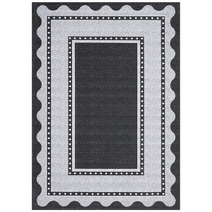 Modern Bordered Living Room Bedroom Rugs, Scalloped Washable Non Slip Dining Room Carpet, Accent Home Decor Rugs - 1 of 4