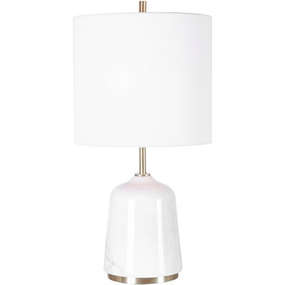 Uttermost Accent Table Lamp 20" High White Gray Veining Marble Linen Hardback Drum Shade for Living Room Bedroom House Nightstand