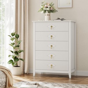 Modern Fluted Dresser, 3/5/6/7 Drawer Wood Dresser for Bedroom, Modern Chest of Drawers, Storage Organizer Cabinet for Living Room, Entryway - 1 of 4