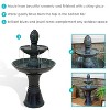 Sunnydaze 38"H Electric Ceramic 2-Tier Outdoor Water Feature with LED Lights, Green - 2 of 4