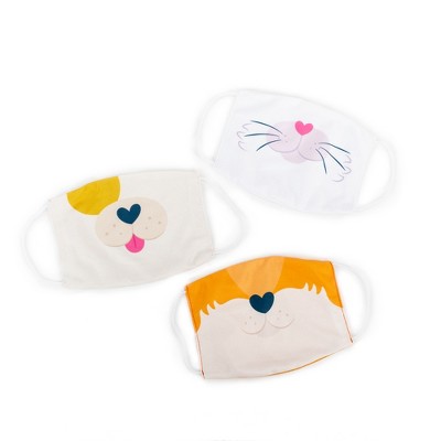 Educational Insights Kids’ Face Masks 3-Pack Puppy, Kitty, Fox Set