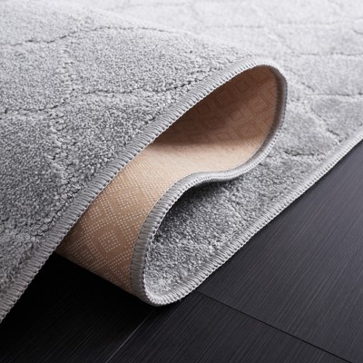 Hand-Knotted Gray Rectangular Stain-Resistant Rug