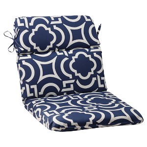Outdoor Rounded Chair Cushion - Blue/White Geometric