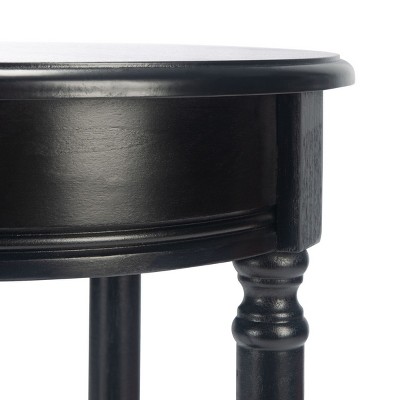 Elegant Turned Leg Round Wood Accent Table in Sleek Black