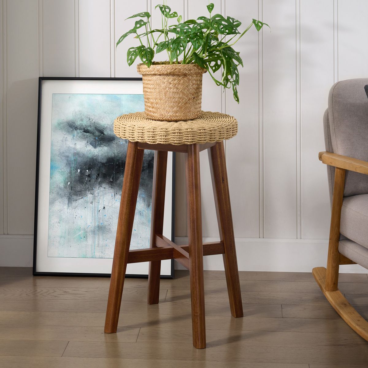 Alaterre Furniture 24in Round Bar Stool, Chestnut - thumbnail 7