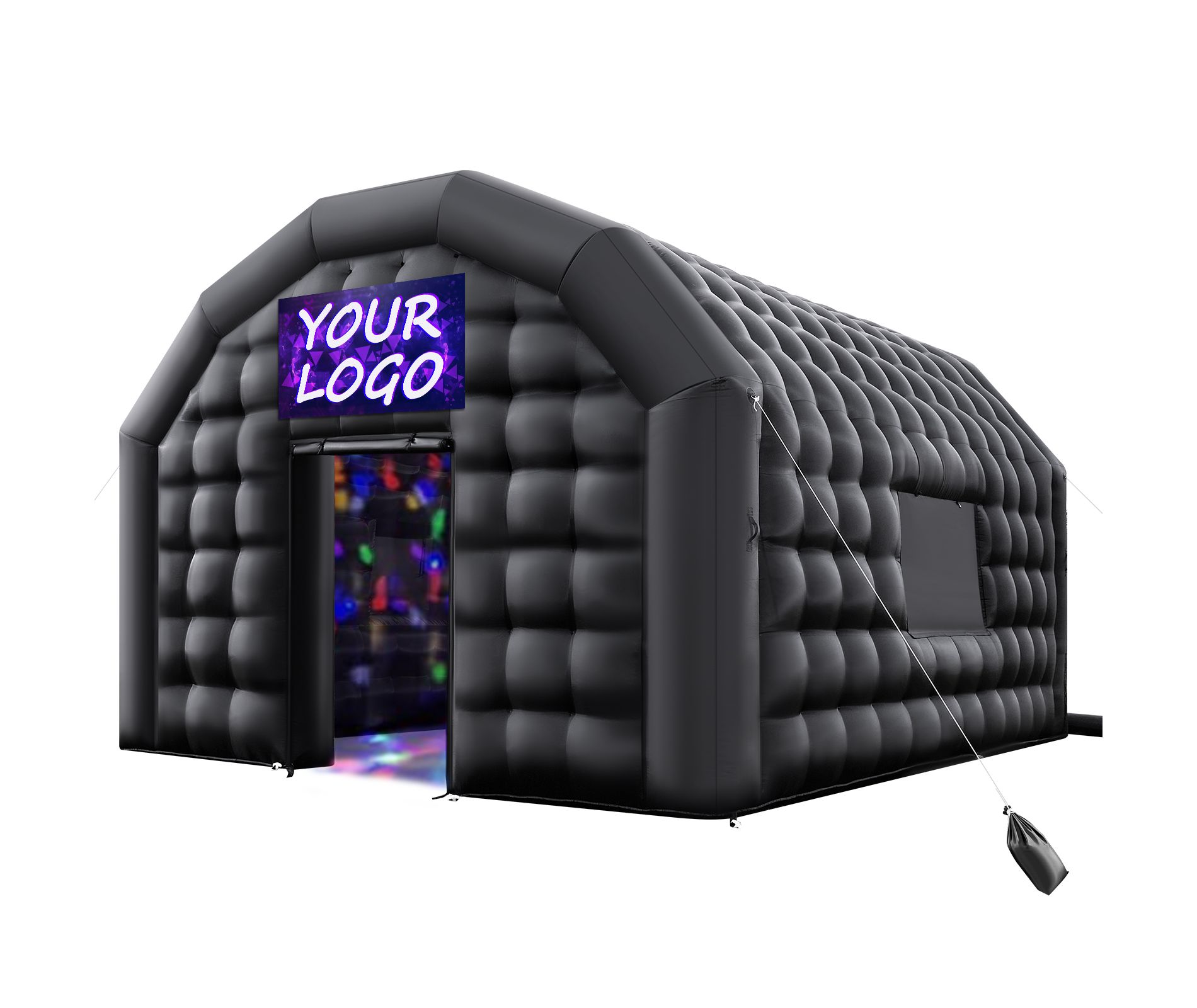 VEVOR Inflatable Nightclub, 16.4 x 13.1 x 12.5 ft Inflatable Party Tent with 680W Blower & Sandbag, Ventilated Blow up Night Club with 2 Windows,Black