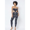 Slickblue Mesh Print Crop Top & Leggings Set – Plastic Chain Halter Neck, Edgy Streetwear Outfit for Women, Black/White - 2 of 4