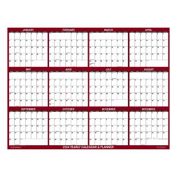 2024 Wall Calendar Extra Large 32″ x 48″ Reversible SwiftGlimpse Maroon