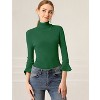 INSPIRE CHIC Women's Ruffle Sleeves Pullover Turtleneck Slim Fit Stretchy Knit Sweater - 3 of 4