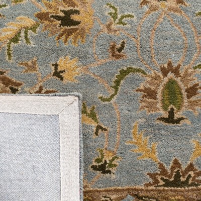 Heritage Bruce Traditional Light Blue/Beige Wool Square Rug, 4' x 4'