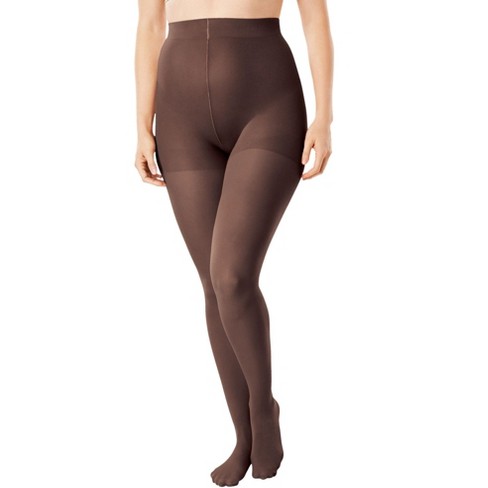 Comfort Choice Women s Plus Size 2 pack Smoothing Tights A b Dark Coffee Target