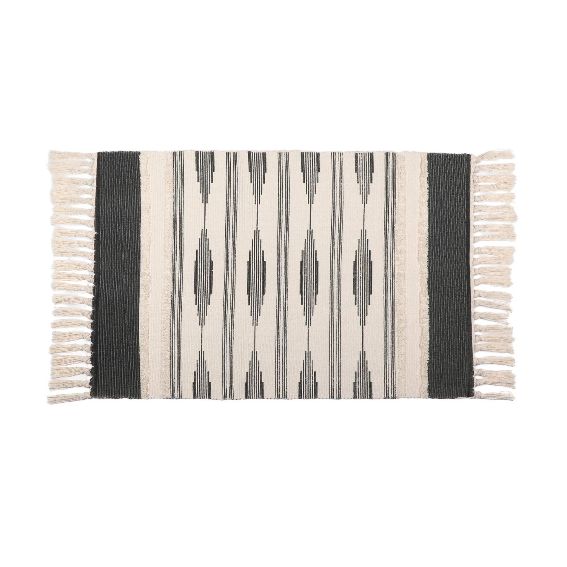 Okuna Outpost Boho Themed,  23.6" x 35" Bathroom Rug Mat with Tassels - Indoor Outdoor Bedroom Bath Decor