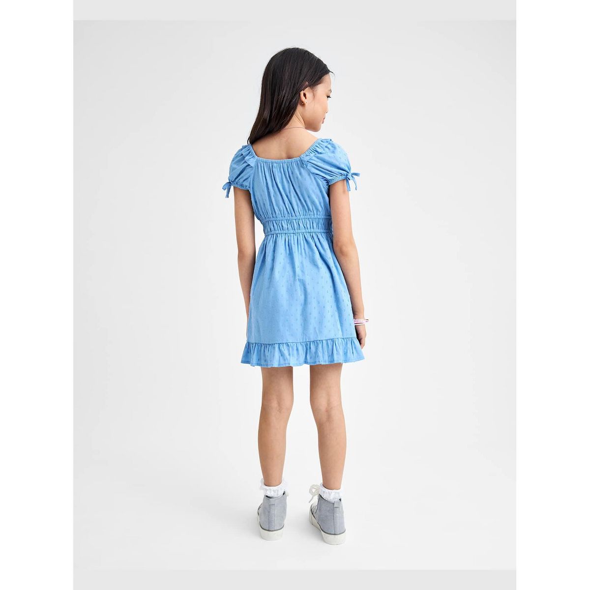 The Children's Place Girls Short Puff Sleeve Clip Dot Ruffle Dress - thumbnail 3