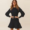 Womens Sweater Dress Stretchy Long Sleeve Knitwear Dress Round Neck Slim Fit Dress Flowy Bodycon Cute Mini Sweater Dress with Bishop Sleeve - 3 of 4