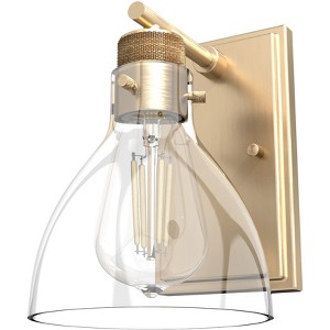 1-Light Van Nuys Wall Sconce Alturas Gold - Hunter Fan: Modern Glass Shade, ETL Listed, Dimmable - 1 of 4