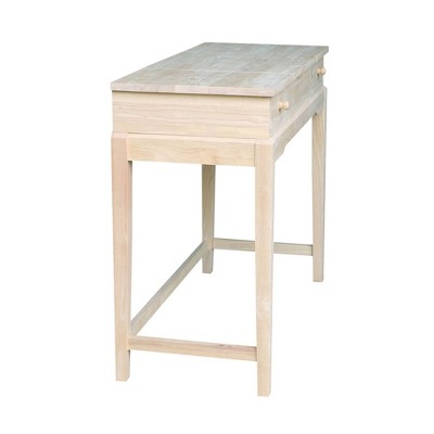 Classic Unfinished Rubberwood Vanity Table with Flip-Up Mirror