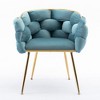 GustoWave 28'' Velvet Accent Chair with Gold Legs, Leisure Velvet Single Sofa Chair, Lazy Person Household Dresser Stool, Blue - 3 of 4