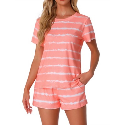 INSPIRE CHIC Womens Pajama Sets 2 Piece Lounge Set Short Sleeve Top and Shorts Soft Pj Set Loungewear Sets Comfy Sleep Sets