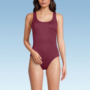 Lands' End Women's Chlorine Resistant Scoop Neck X-Back High Leg Soft Cup Tugless Sporty One Piece Swimsuit - 1 of 3