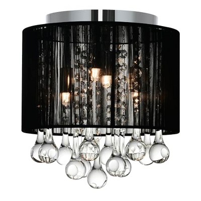 CWI Lighting Water Drop 4 Light Drum Shade Flush Mount With Chrome Finish