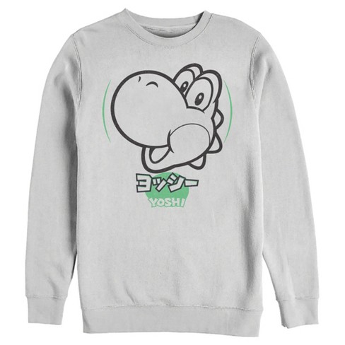 Men s Nintendo Super Mario Yoshi Kanji Sweatshirt White Large