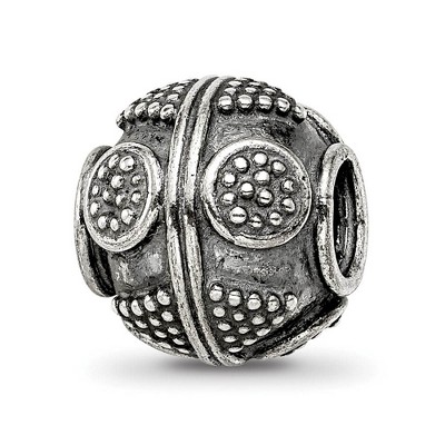 Black Bow Jewelry Sterling Silver Antiqued Artisan Geometric Bead Charm