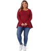 Agnes Orinda Women's Plus Size Long Bell Sleeve High Low Hem Crew Neck Casual Flared Tunic Blouse - 3 of 4