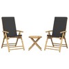 vidaXL 3 Piece Folding Bistro Set with Dark Gray Cushions Bamboo - 4 of 4