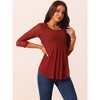 Seta T Women's Crewneck 3/4 Sleeve Pleated Casual Knit Shirts Tunic Tops - 2 of 4