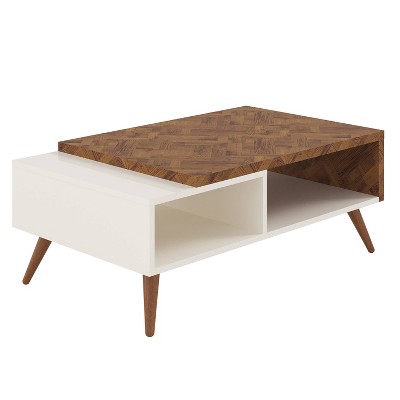 Two-Tone Wooden Coffee Table with Splayed Legs and Storage Shelf White/Brown - The Urban Port