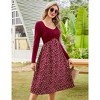 Women's Maternity Dress Long Sleeve Vintage Floral Patchwork Dress Flared A-Line Swing Casual Party Midi Dress - 4 of 4