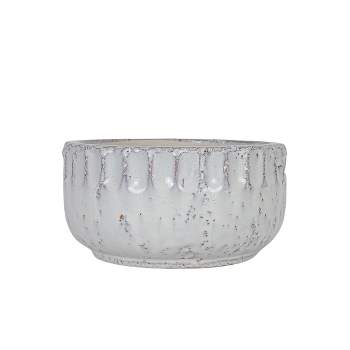 Ridged Distressed Glazed Terracotta Bowl by Foreside Home & Garden