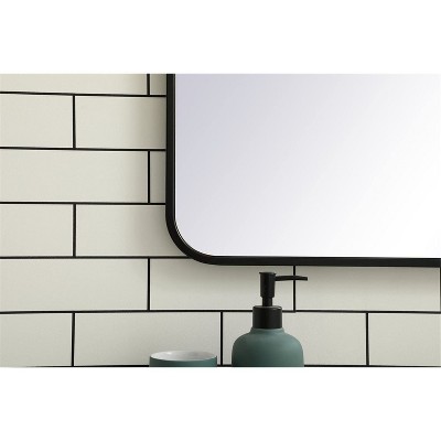 Black Metal Rectangular Mirror with Rounded Corners, 27x36 Inch