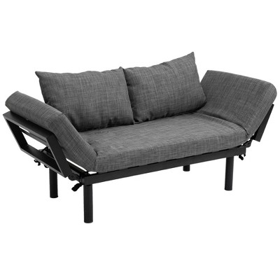Homcom Single Person Chaise Lounger, Modern Sofa Bed With 5 Positions, 2 Large Pillows, And Birch Gray : Target