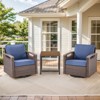 POCASSY Swivel Patio Chairs Swivel Rocker Set of 2 with Side Table, Small Patio Furniture Set Brown Wicker Outdoor Bistro Set with Swivel Glider Chair - 2 of 4