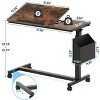Gulches Height Adjustable C Shaped End Table (Rustic Brown) Mobile Sofa Table with Wheels, Tiltable Top and Side Pocket - 3 of 3