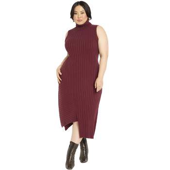 ELOQUII Women's Plus Size Turtleneck Sweater Dress